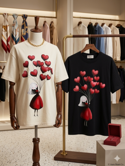 Oversized Graphic T-Shirt with Heart Illustration