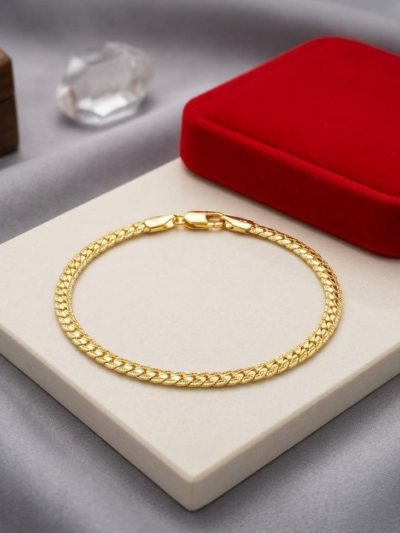 Premium Gold-Plated Textured Curb Chain Bracelet