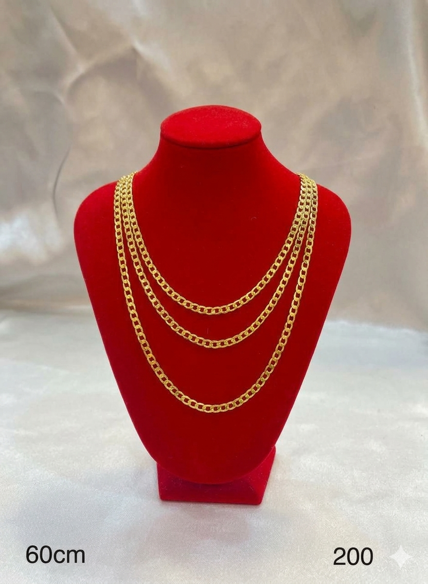 Premium Gold-Plated Classic Curb Link Chain Necklace (60cm)