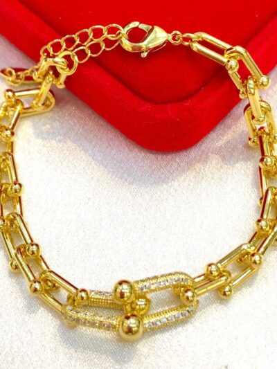 Premium Gold-Plated Pavé Hardware Link Bracelet