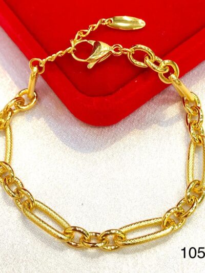 Premium Gold-Plated Textured Alternating Paperclip Link Bracelet