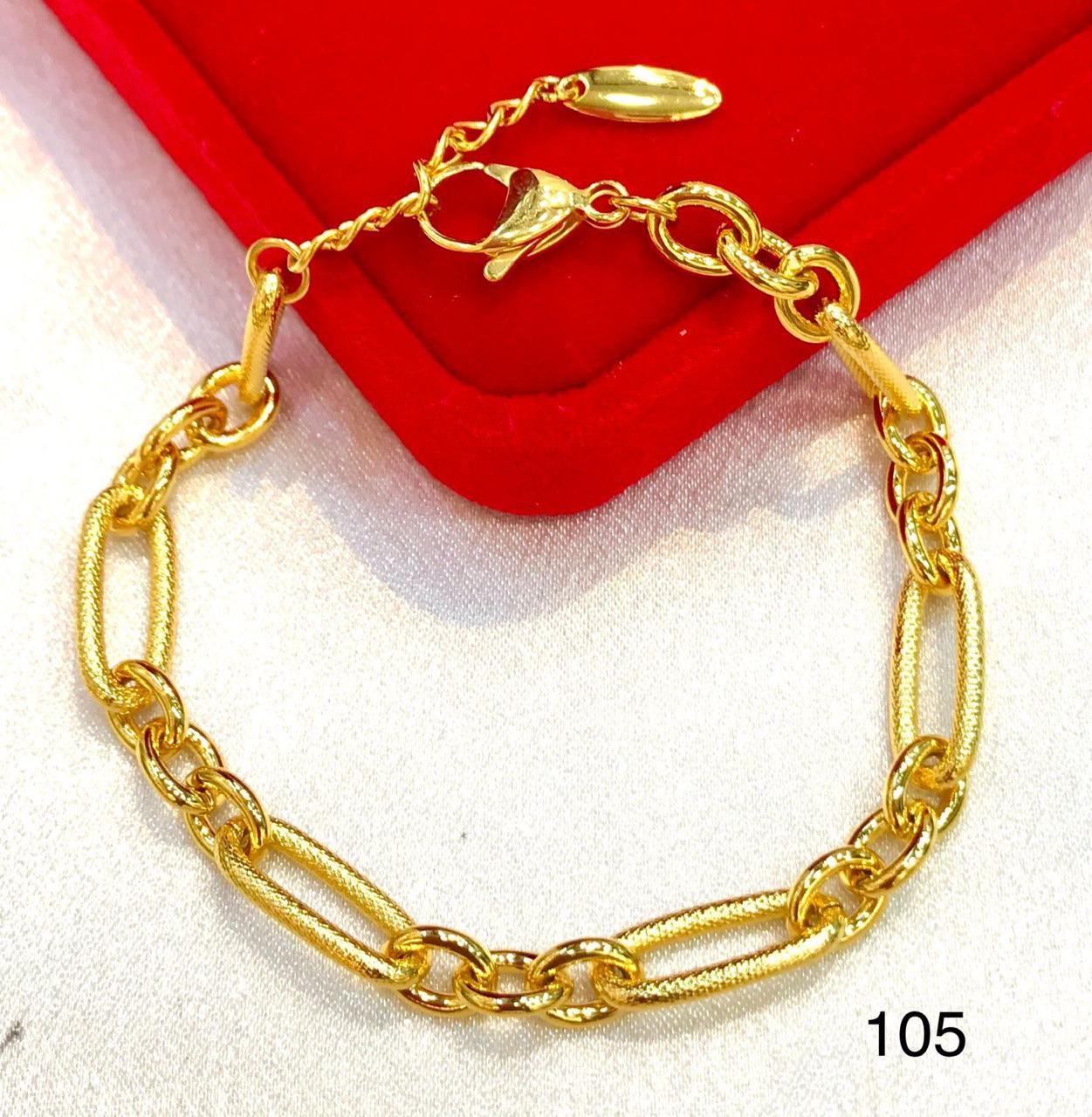 Premium Gold-Plated Textured Alternating Paperclip Link Bracelet