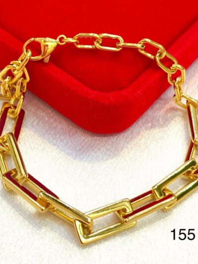 Premium Gold-Plated Chunky Geometric Rectangular Link Bracelet