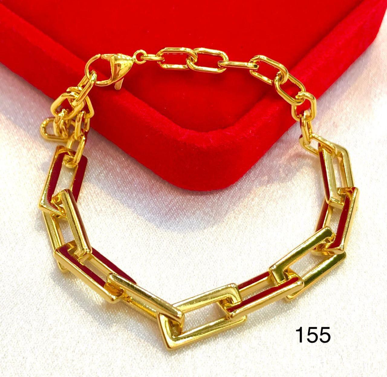 Premium Gold-Plated Chunky Geometric Rectangular Link Bracelet