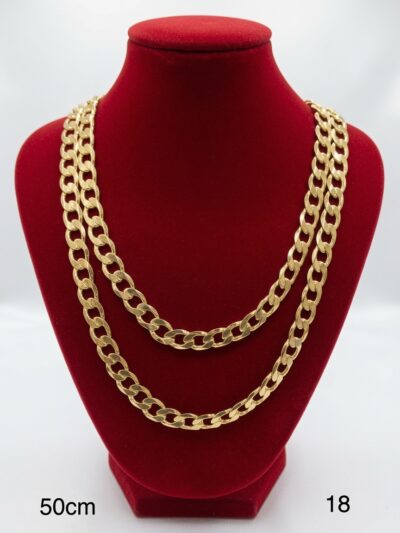 Double Layer 50cm 18K Gold Cuban Chain Necklace – Heavy Curb Link
